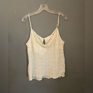 White tank with yellow heart polka dots